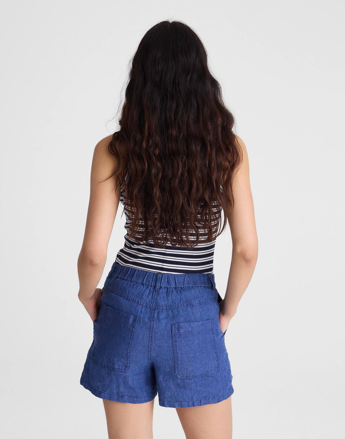 Madewell The Zoe Short in 100% Linen Indigo Chambray