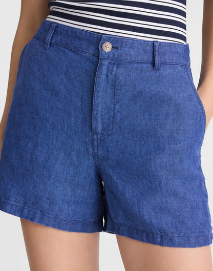 Madewell The Zoe Short in 100% Linen Indigo Chambray