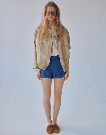 Madewell The Zoe Short in 100% Linen Indigo Chambray
