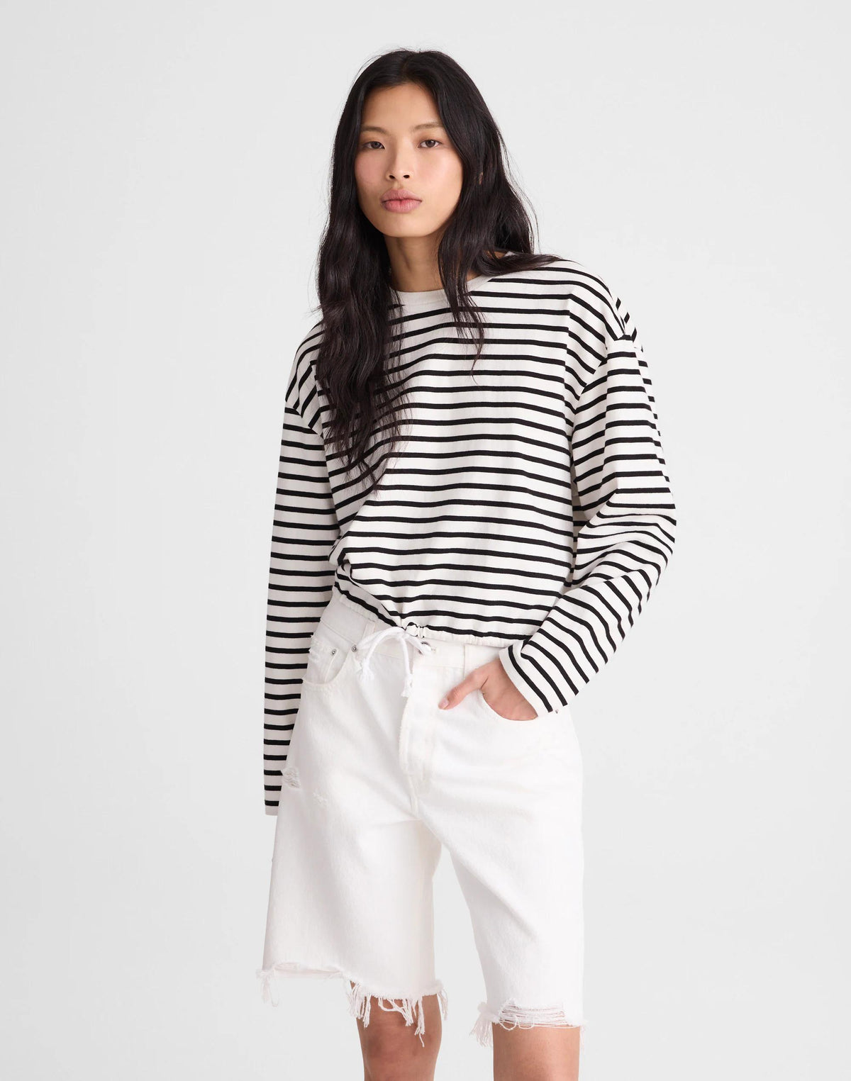 Madewell The Essex Long Baggy Short Tile White