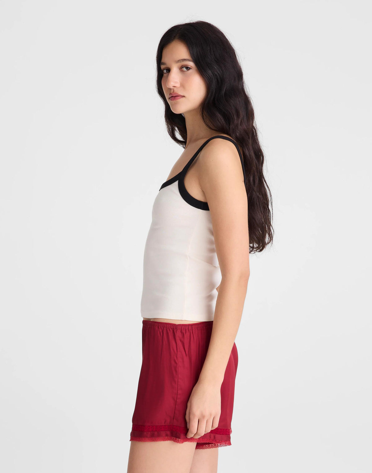 Madewell Lace-Trim Pull-On Shorts Red Currant