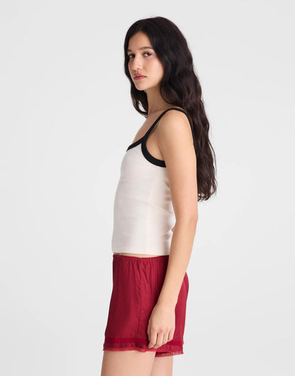 Madewell Lace-Trim Pull-On Shorts Red Currant