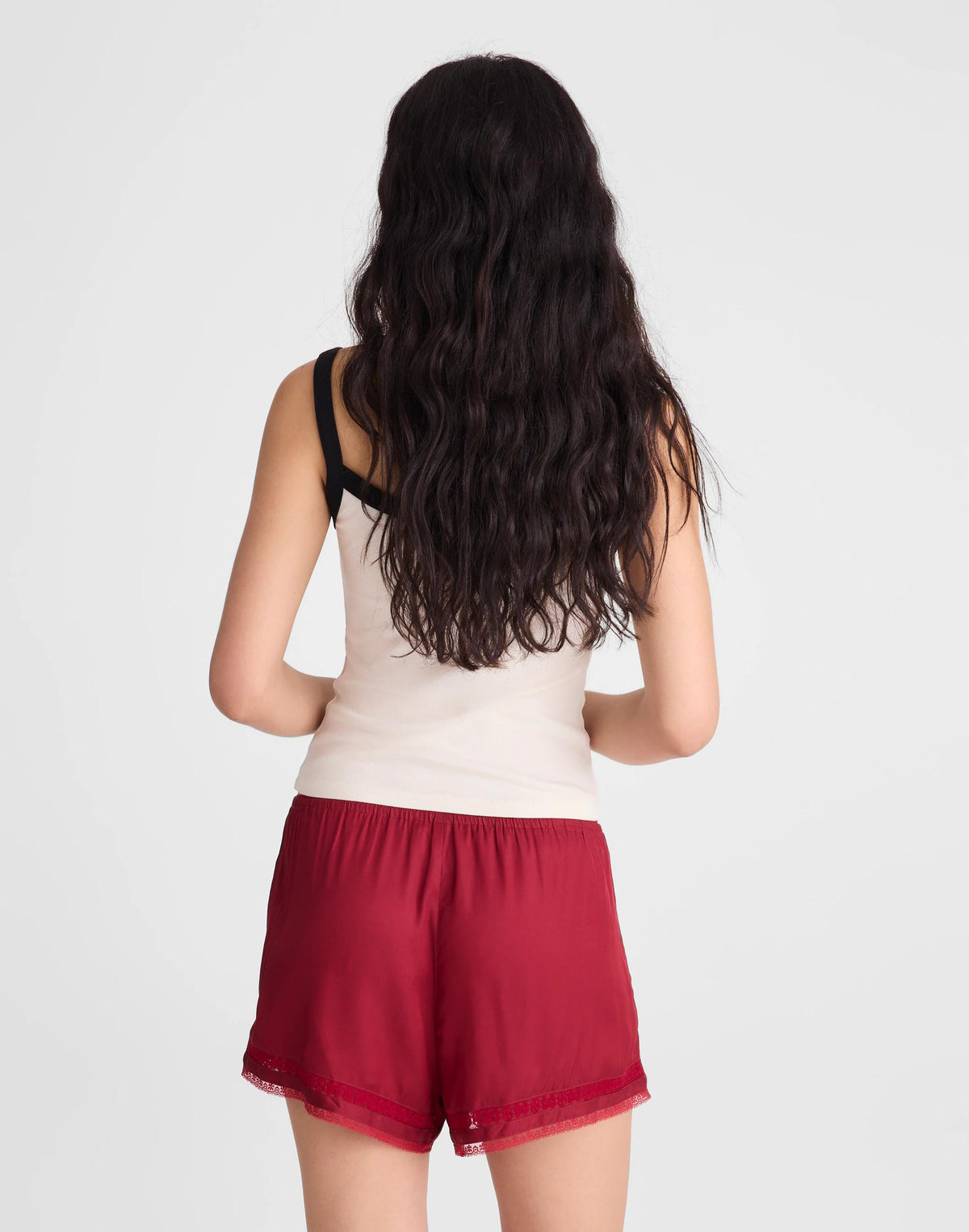 Madewell Lace-Trim Pull-On Shorts Red Currant