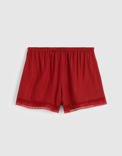 Madewell Lace-Trim Pull-On Shorts Red Currant