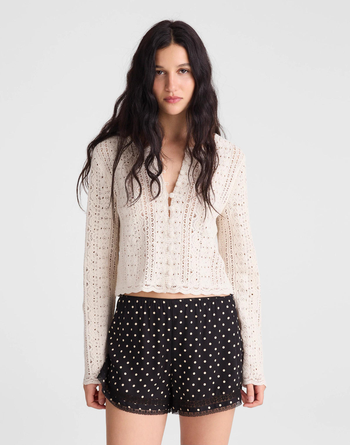 Madewell Lace-Trim Pull-On Shorts Jet Black