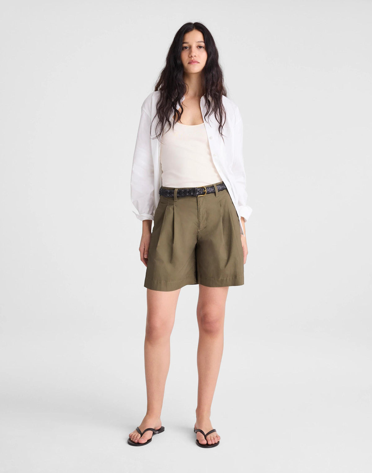Madewell The Everyday Trouser Short in Poplin Faded Ivy