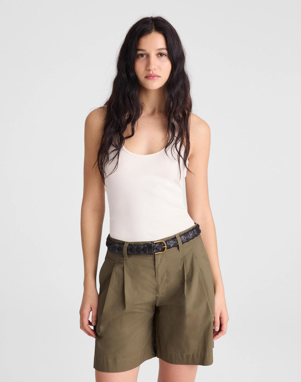Madewell The Everyday Trouser Short in Poplin Faded Ivy