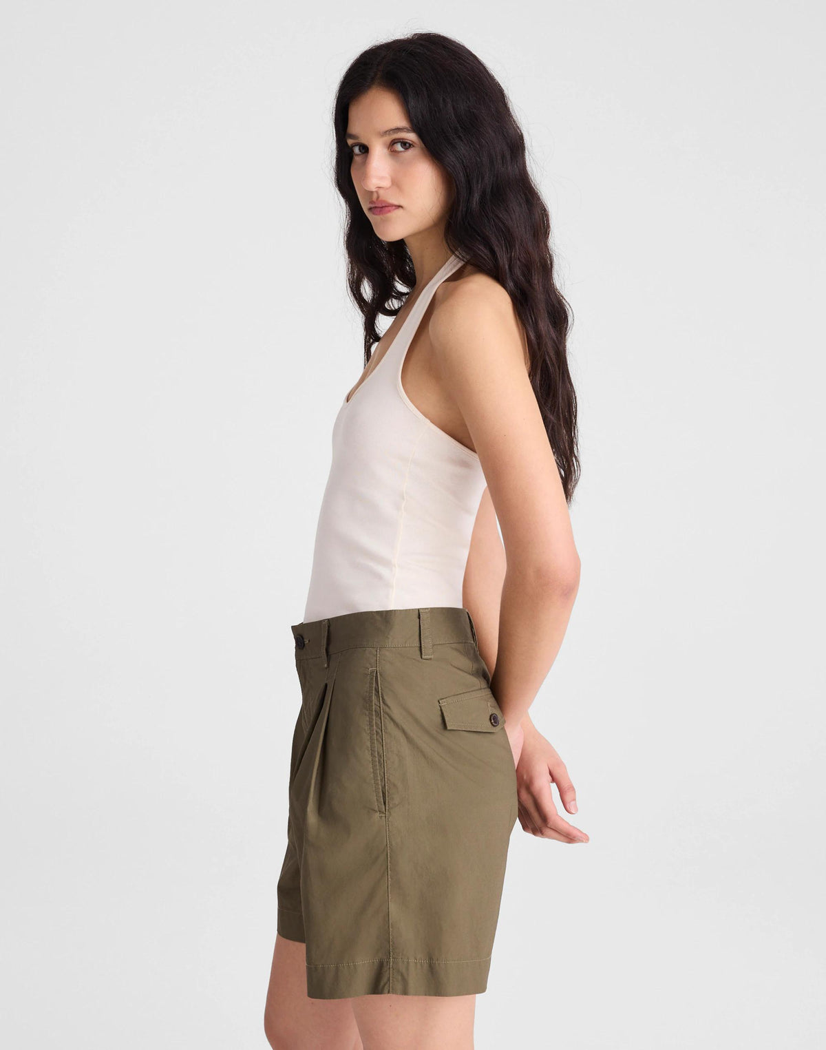 Madewell The Everyday Trouser Short in Poplin Faded Ivy