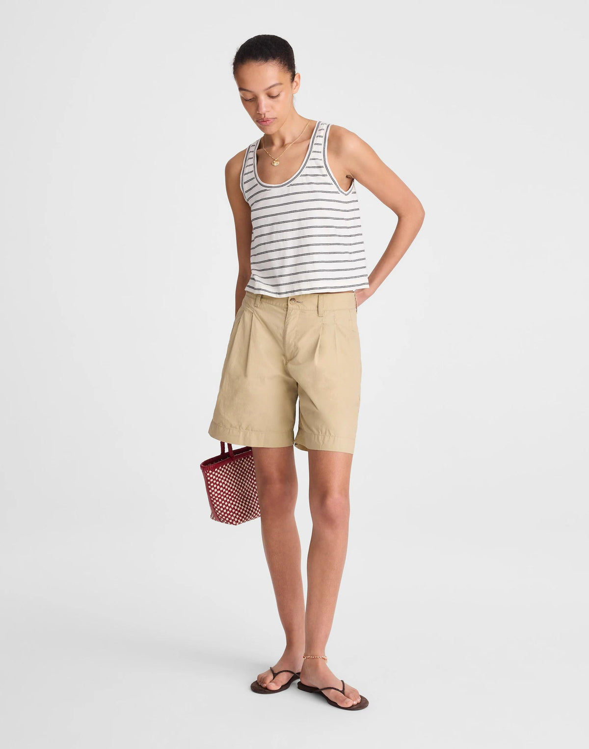 Madewell The Everyday Trouser Short in Poplin Fennel Seed