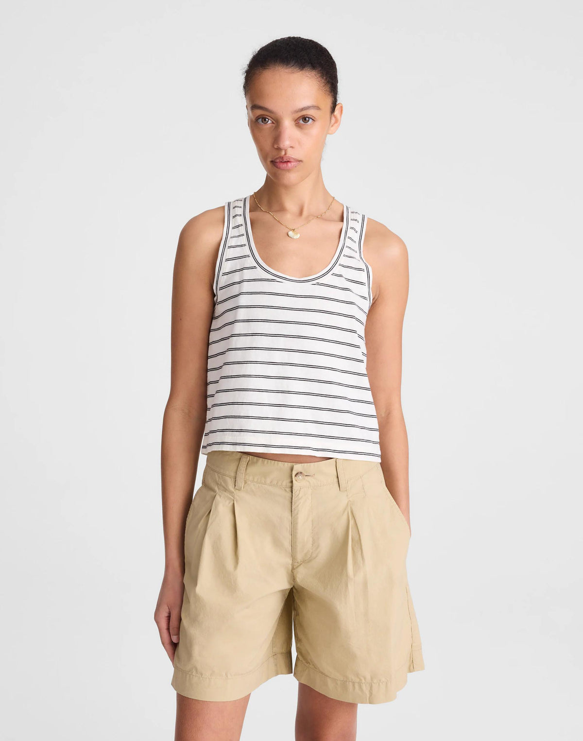 Madewell The Everyday Trouser Short in Poplin Fennel Seed