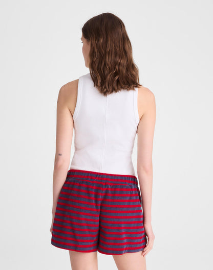 Madewell Pull-On Shorts in Terry Red Navy