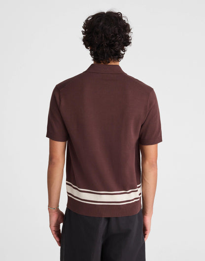 Madewell Knit Button-Up Shirt in Border Stripe Rum Raisin