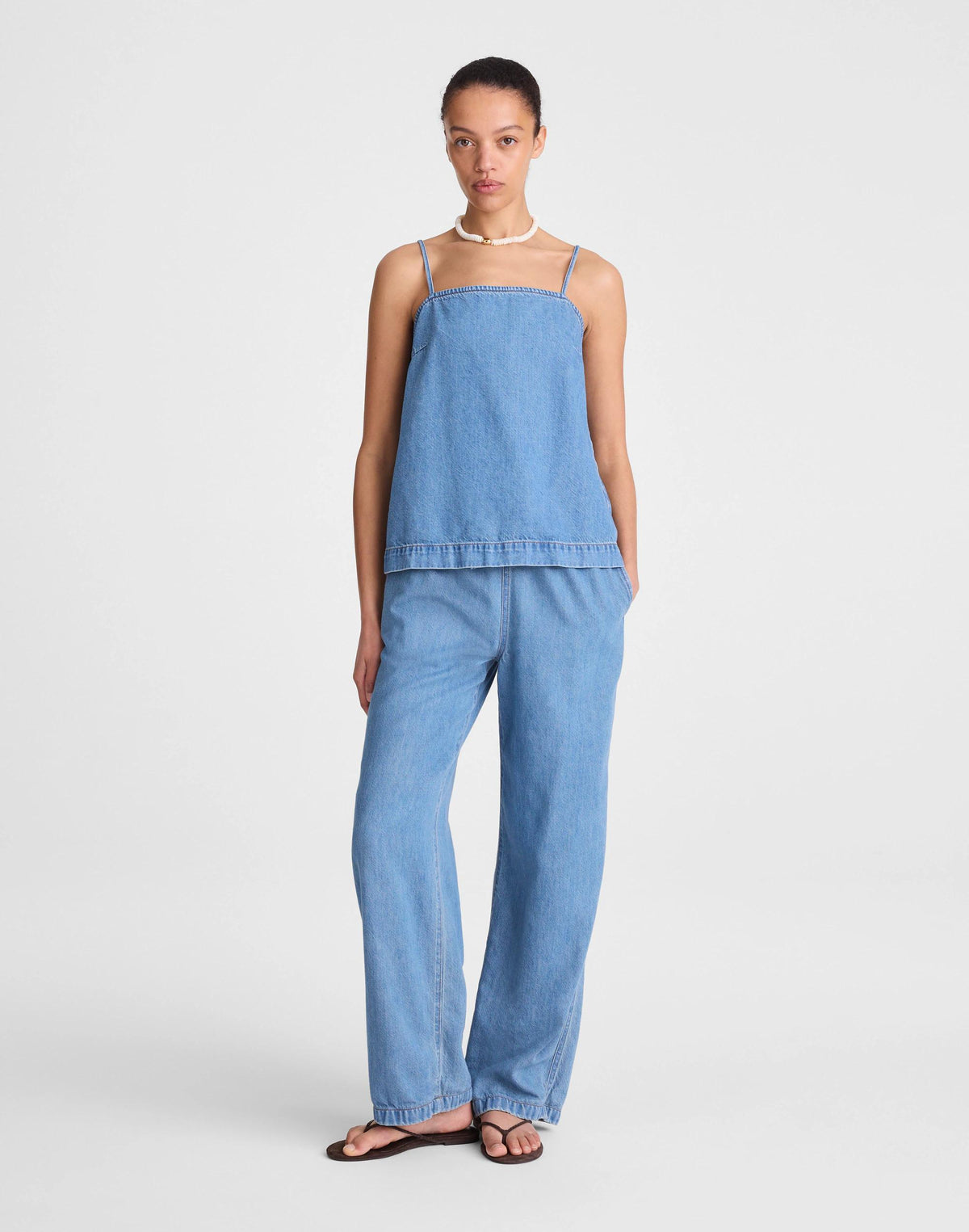 Madewell Airy Denim Squareneck Shell Top Lido Wash