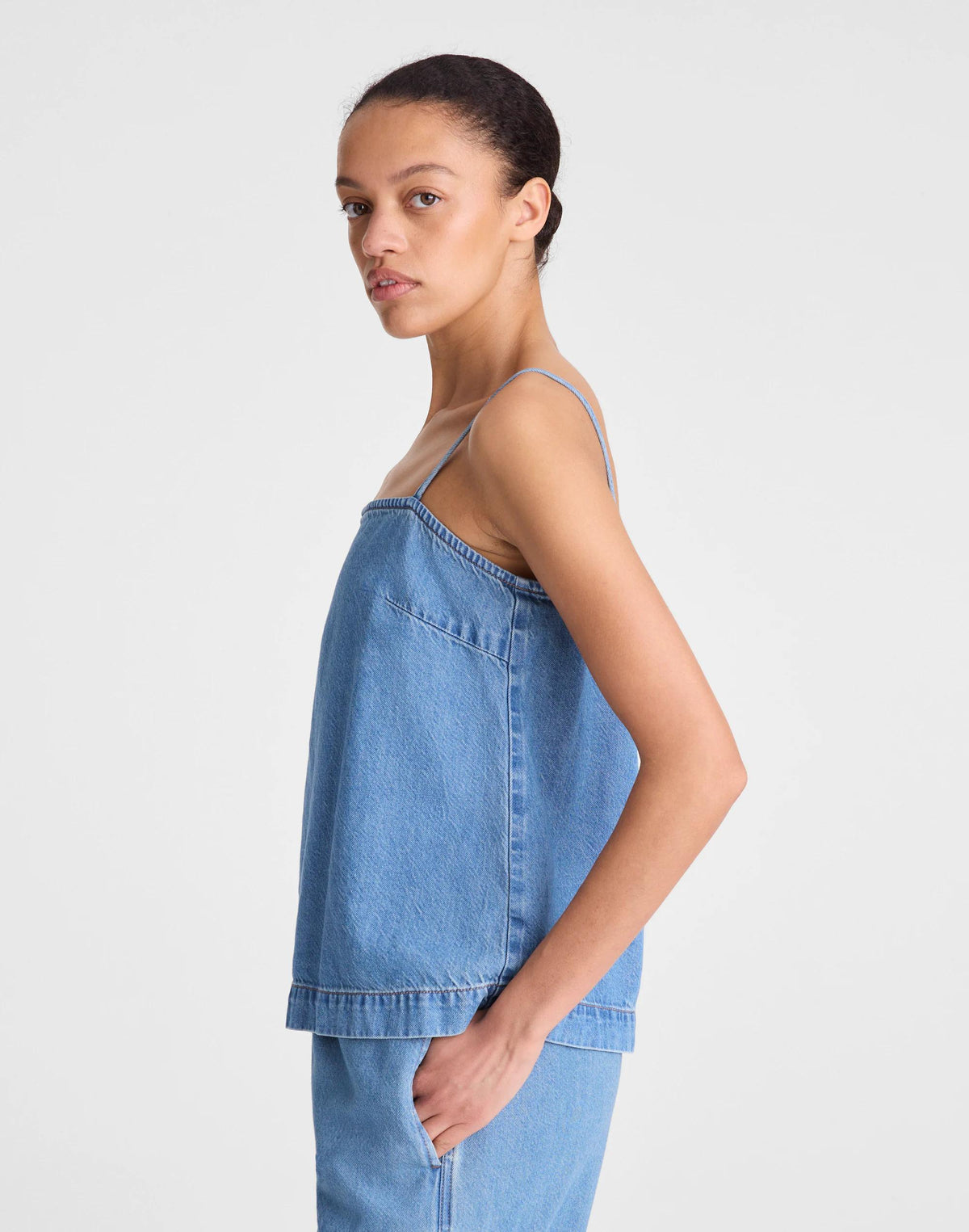 Madewell Airy Denim Squareneck Shell Top Lido Wash