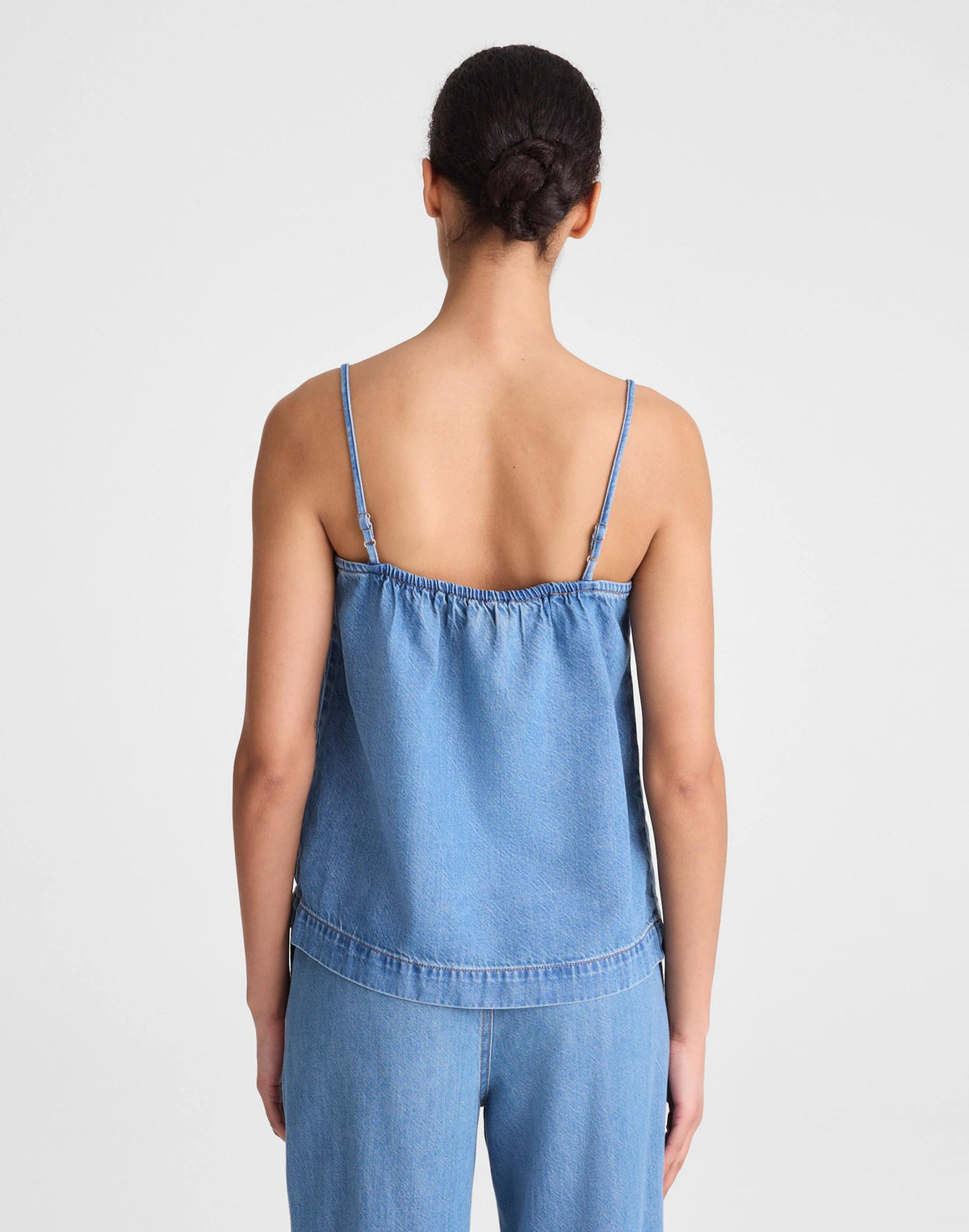 Madewell Airy Denim Squareneck Shell Top Lido Wash