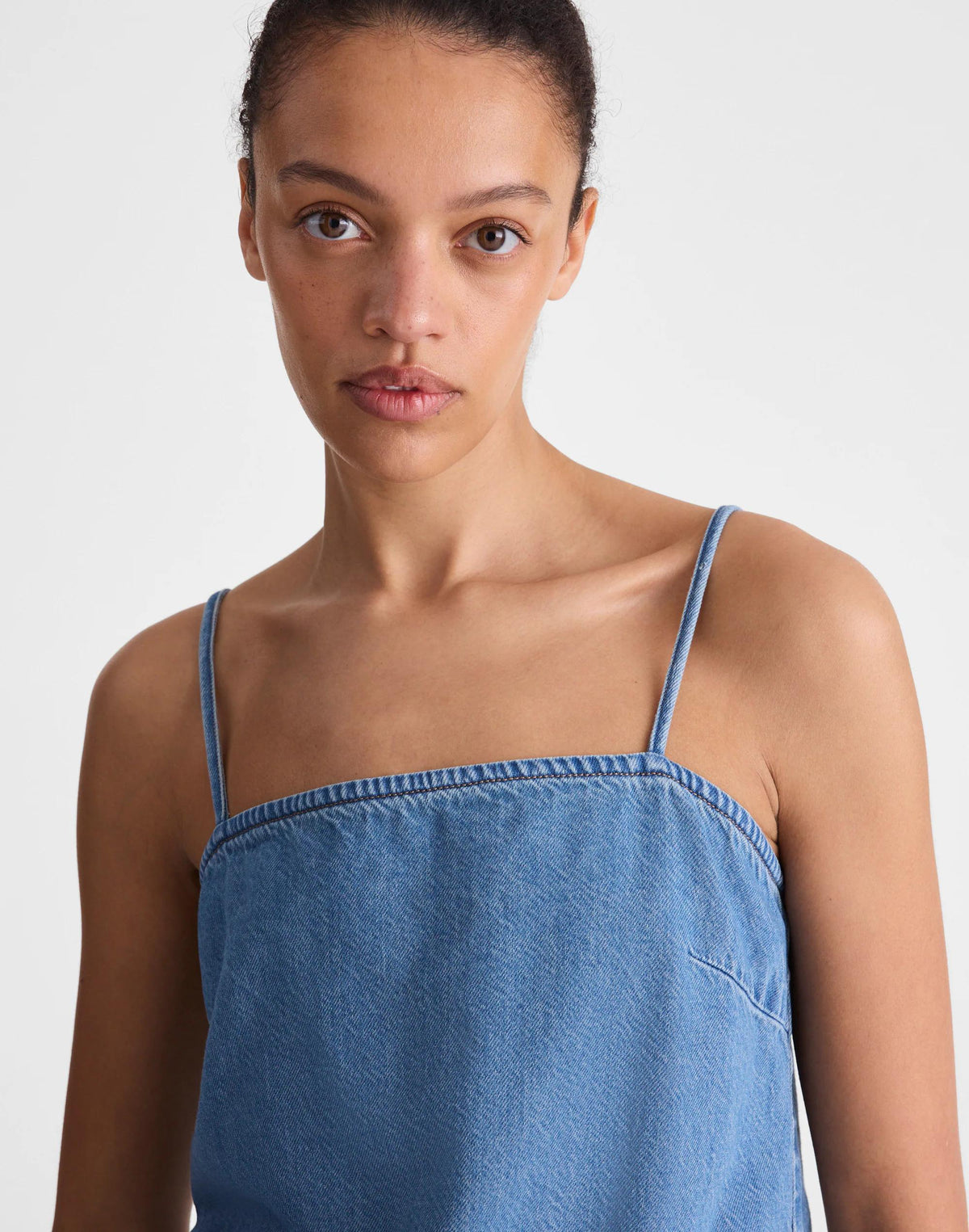 Madewell Airy Denim Squareneck Shell Top Lido Wash