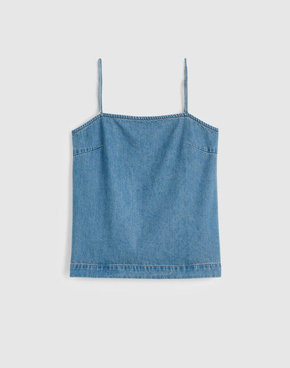 Madewell Airy Denim Squareneck Shell Top Lido Wash