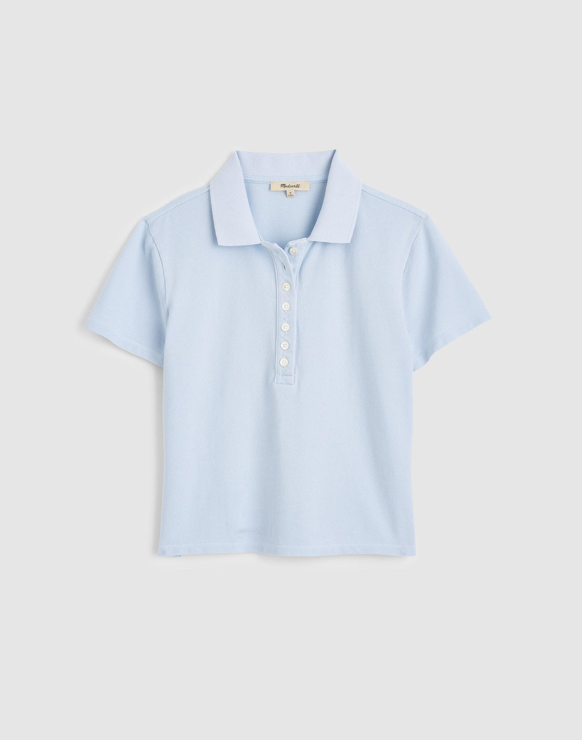 Madewell Shrunken Polo in Cotton Pique Sky Blue