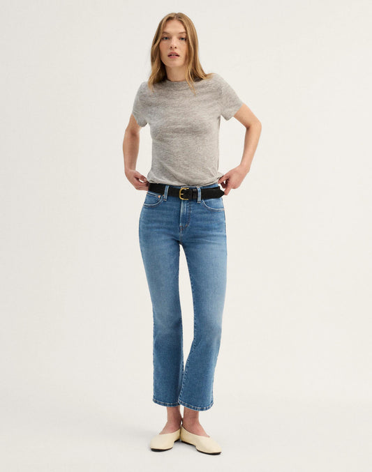 Madewell The Flare Crop Jean in Super Stretch Denim Midvale Wash