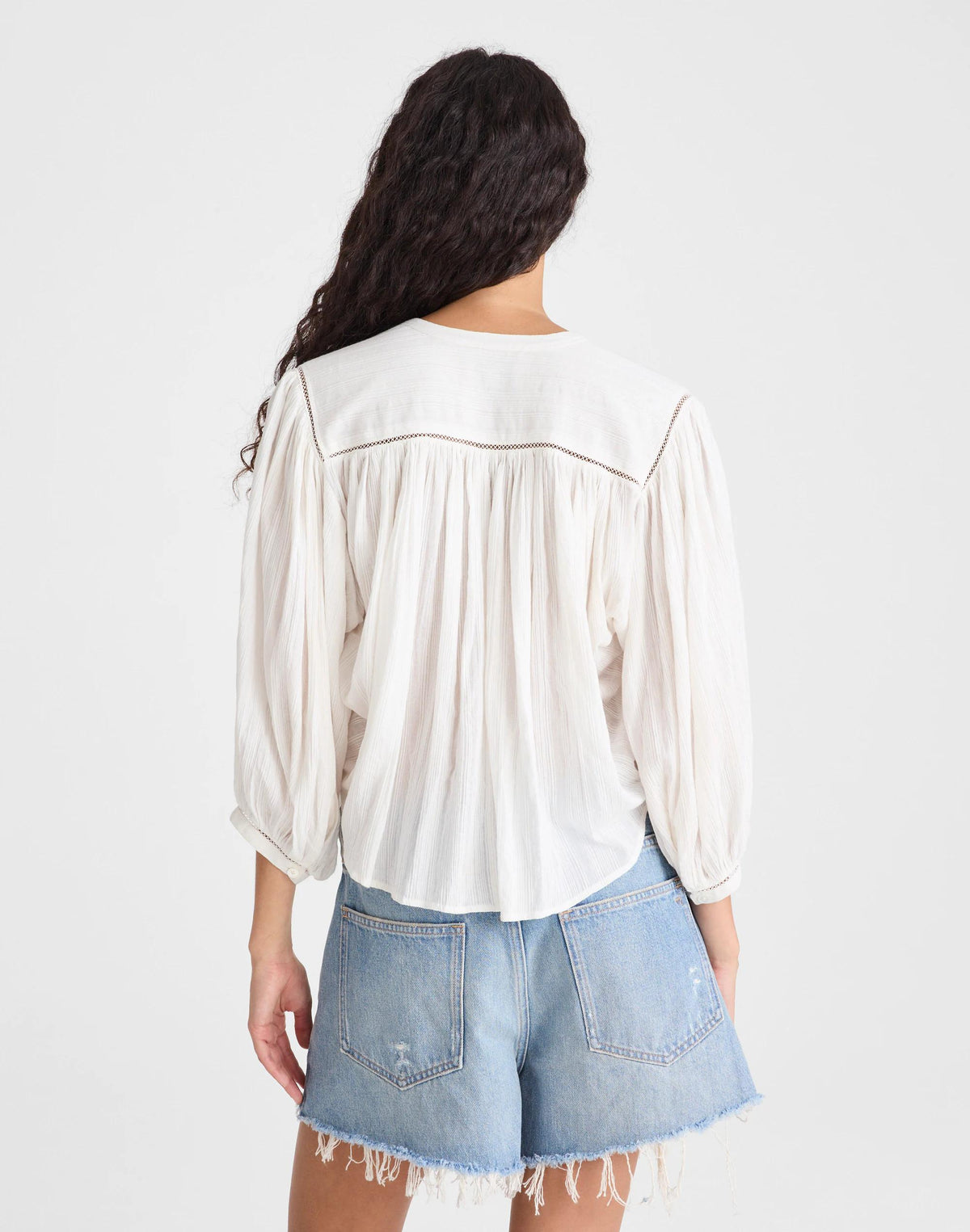 Madewell Shirred Button-Up Blouse White