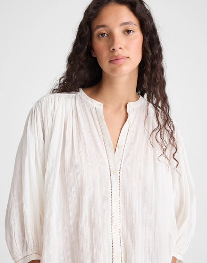 Madewell Shirred Button-Up Blouse White