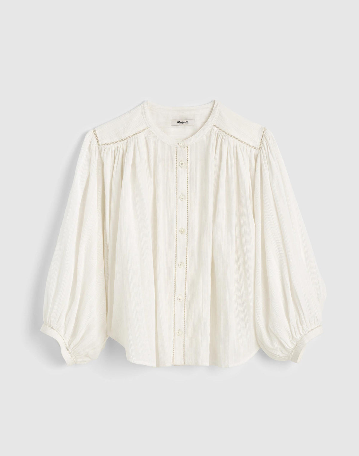 Madewell Shirred Button-Up Blouse White