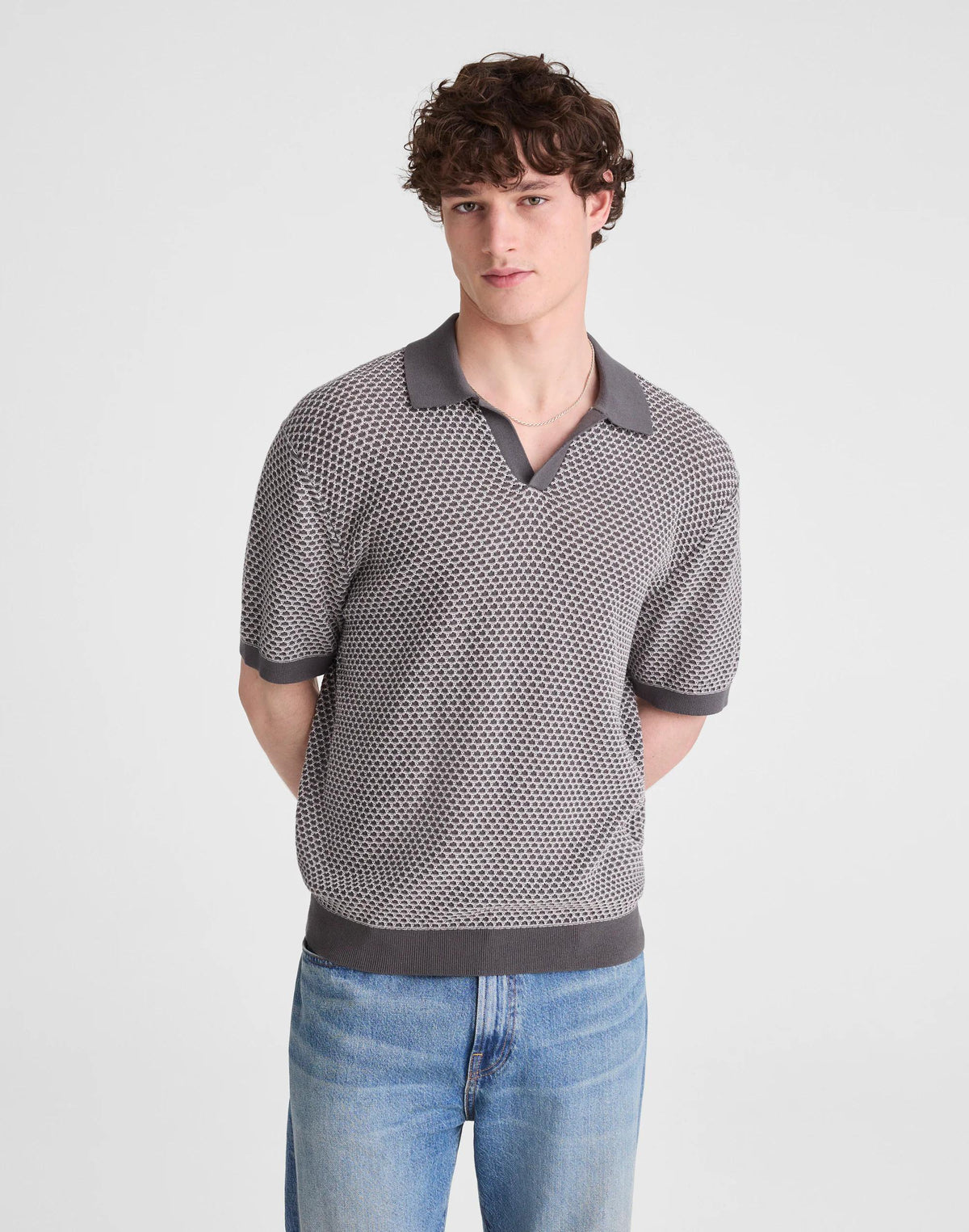 Madewell Johnny-Collar Sweater Polo Stormy Spruce