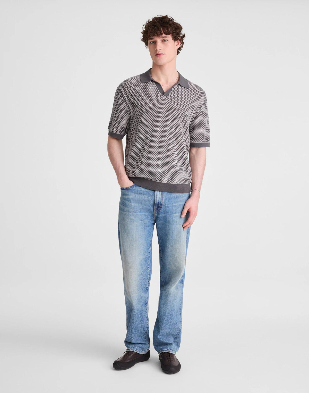 Madewell Johnny-Collar Sweater Polo Stormy Spruce