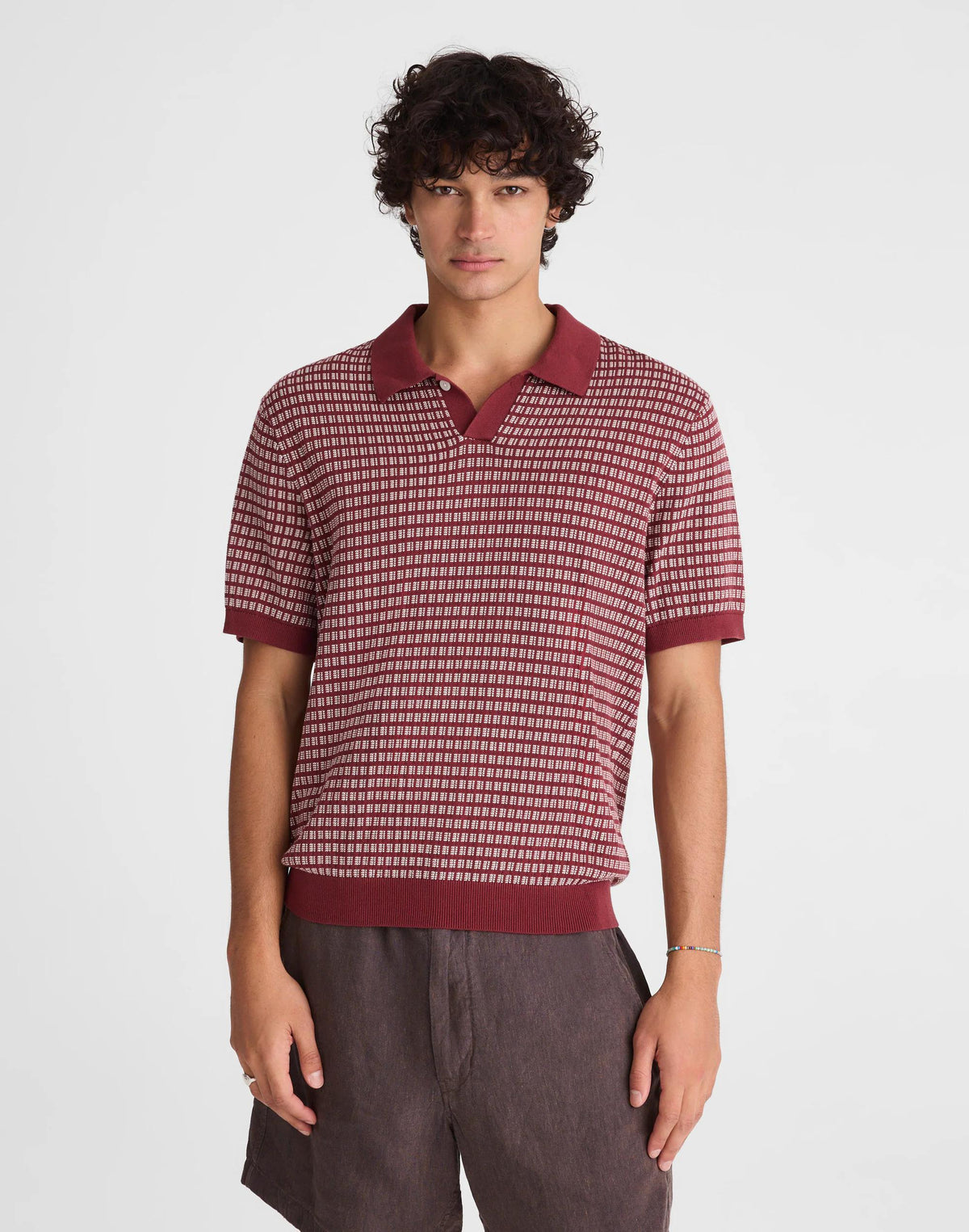 Madewell Single-Button Sweater Polo Dusty Merlot