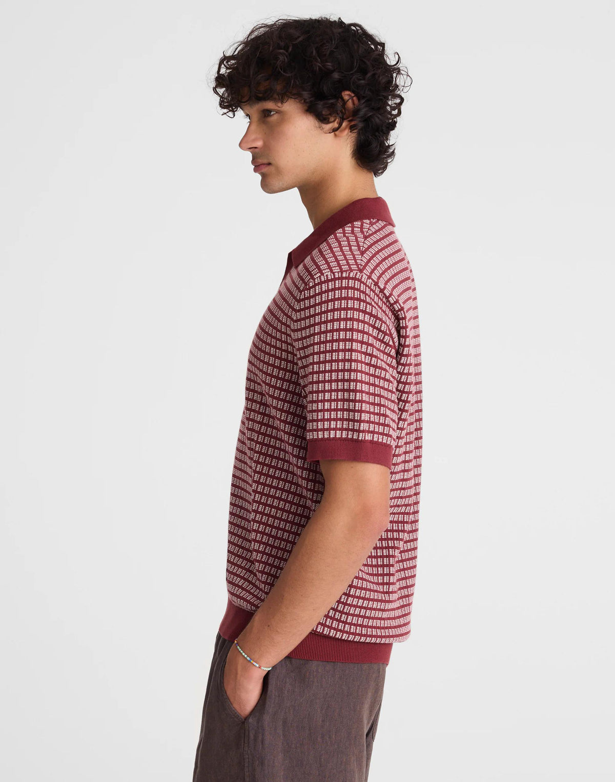 Madewell Single-Button Sweater Polo Dusty Merlot