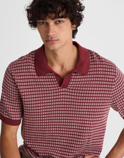 Madewell Single-Button Sweater Polo Dusty Merlot