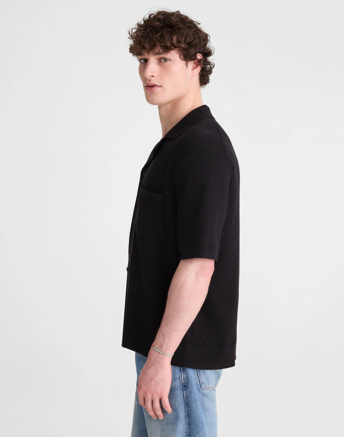 Madewell Knit Short-Sleeve Boxy Shirt Jet Black