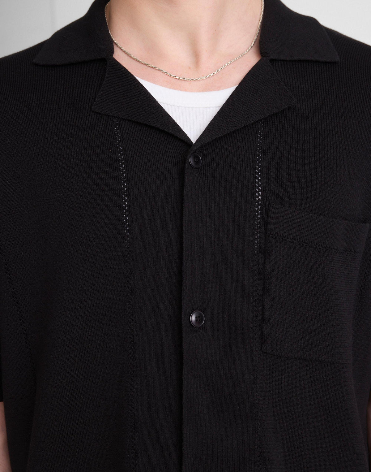Madewell Knit Short-Sleeve Boxy Shirt Jet Black