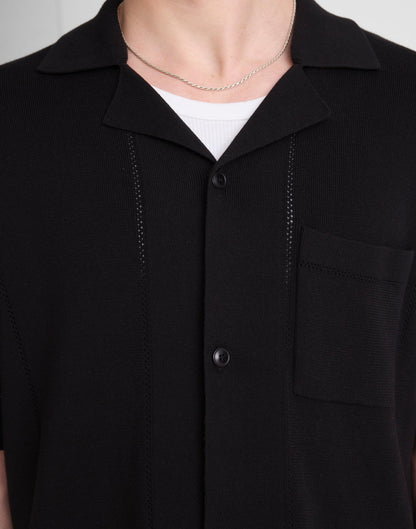 Madewell Knit Short-Sleeve Boxy Shirt Jet Black