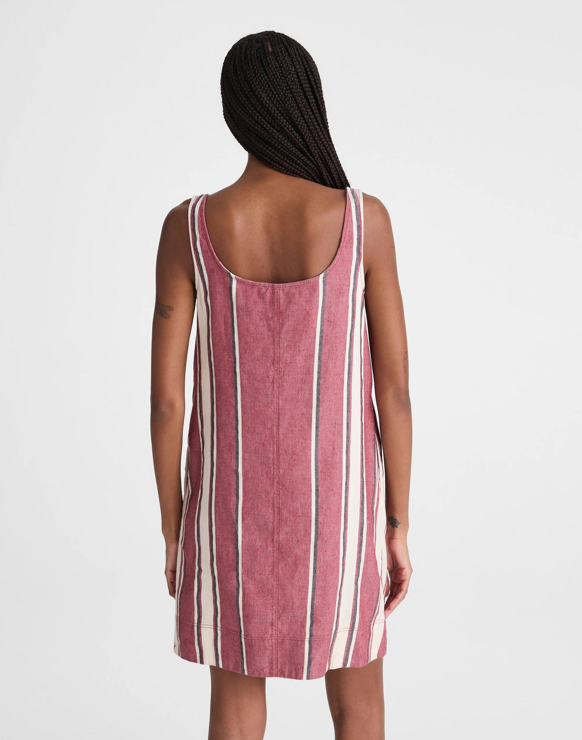 Madewell Scoopneck Mini Shift Dress in 100% Linen Red Currant