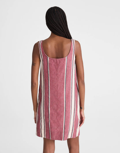Madewell Scoopneck Mini Shift Dress in 100% Linen Red Currant