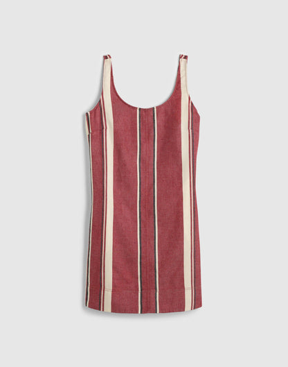 Madewell Scoopneck Mini Shift Dress in 100% Linen Red Currant