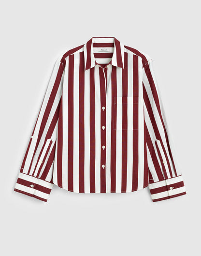 Madewell The Signature Y-Neck Shirt in Poplin Dusty Merlot