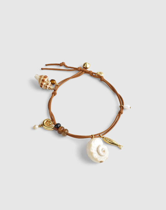 Madewell Semiprecious Leather Charm Anklet Hot Coffee
