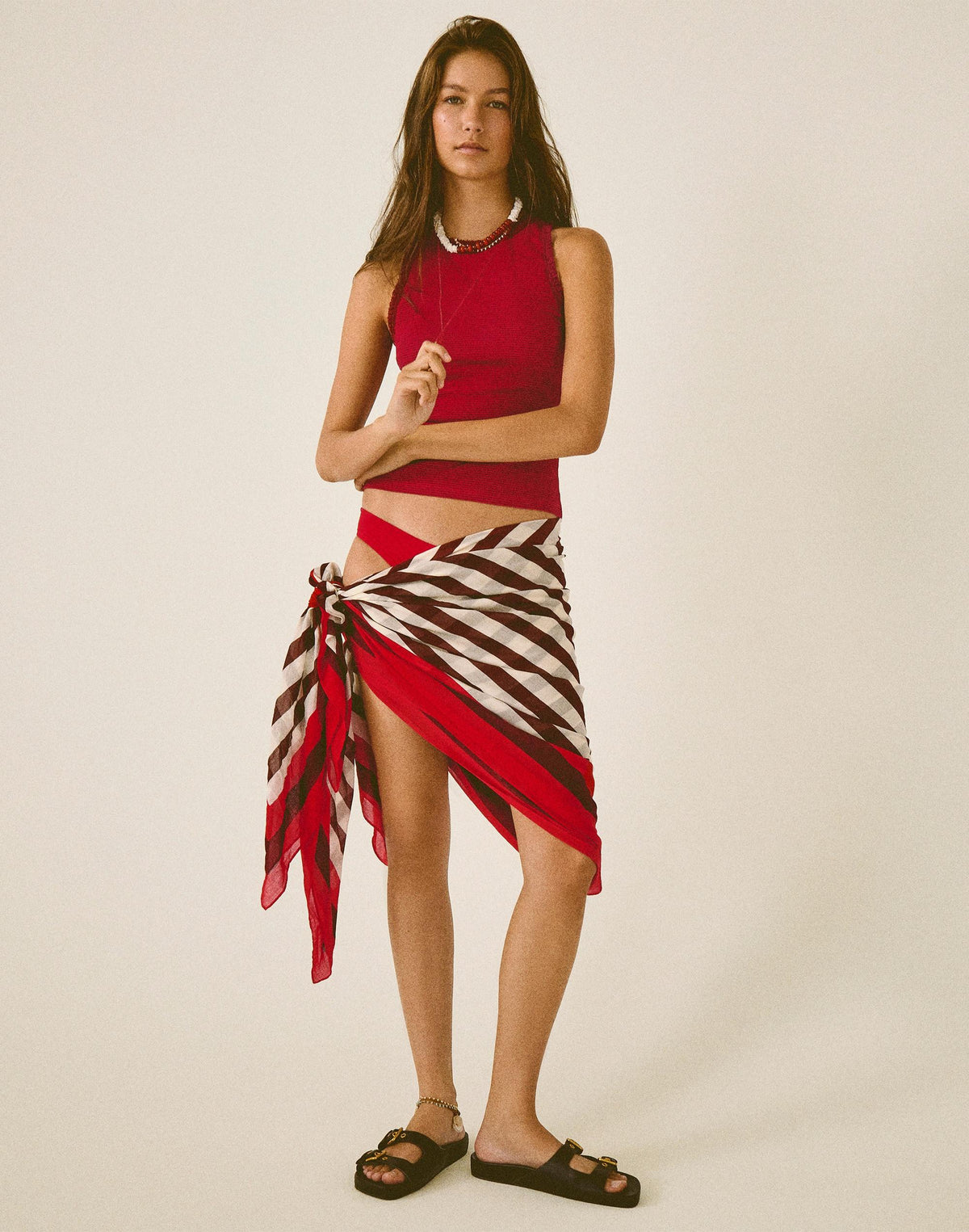 Madewell Striped Sarong Border Stripe Plum