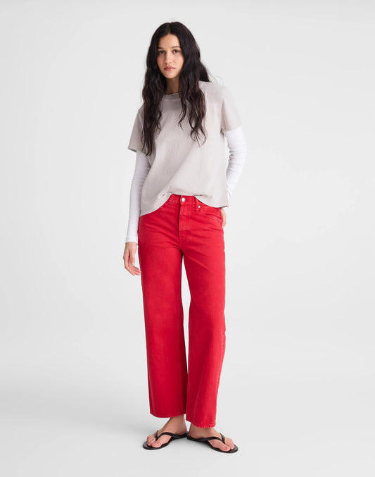 Madewell Low-Slung Baggy Crop Jean Varsity Red