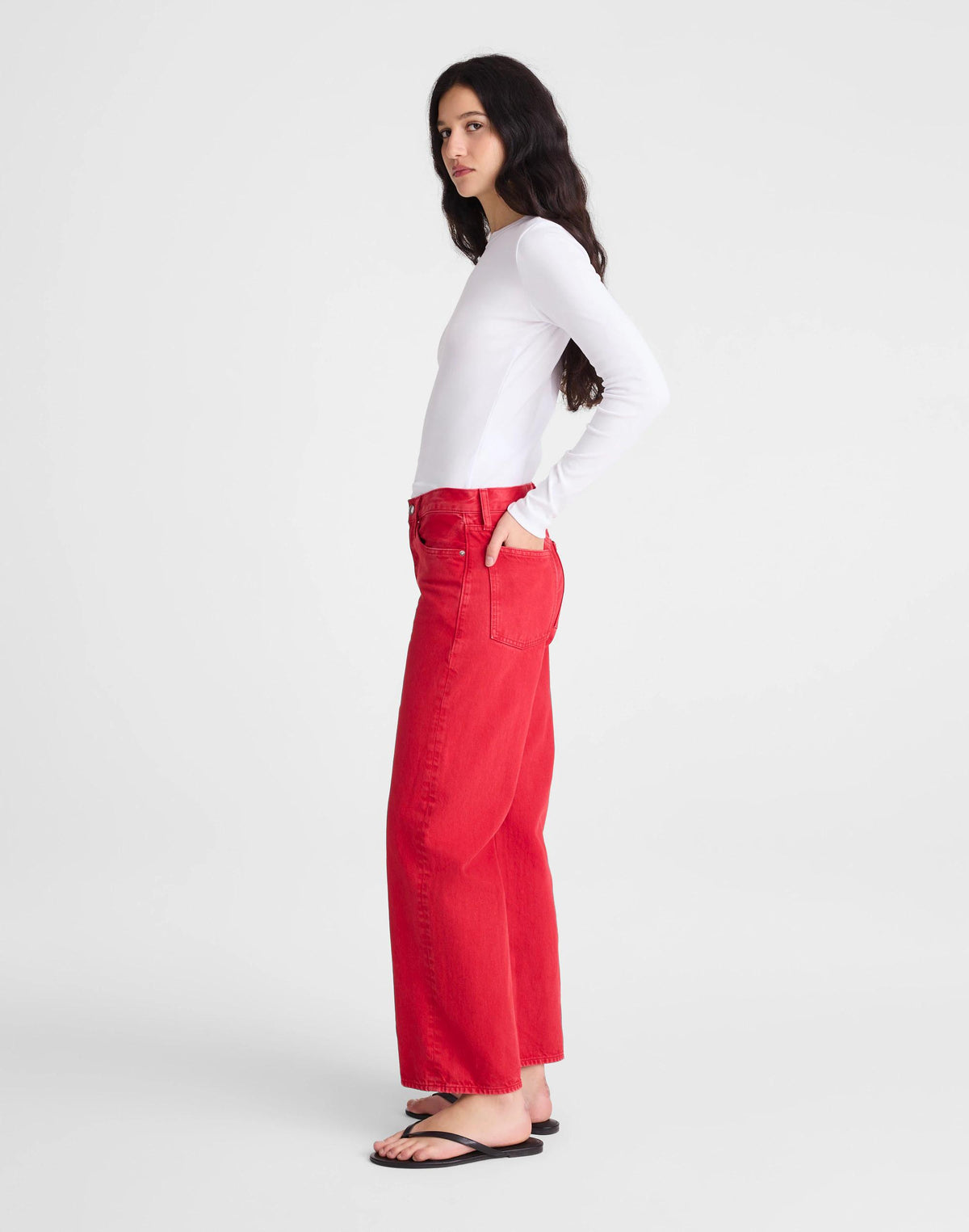 Madewell Low-Slung Baggy Crop Jean Varsity Red