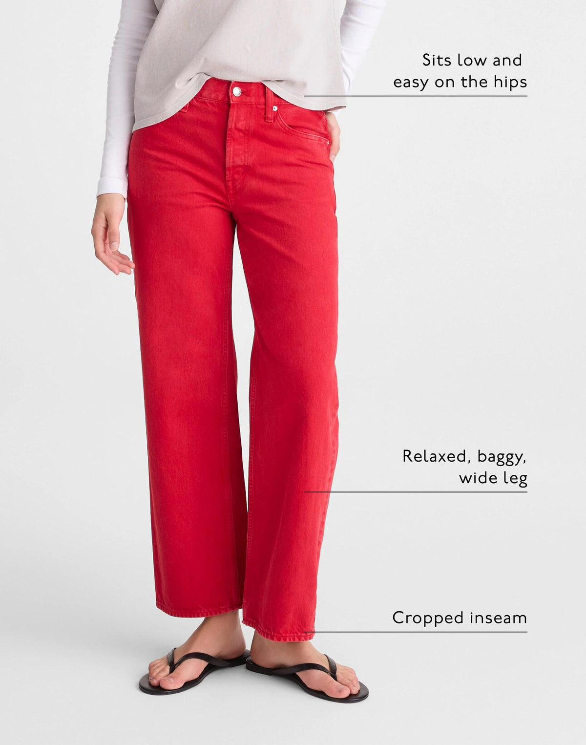 Madewell Low-Slung Baggy Crop Jean Varsity Red