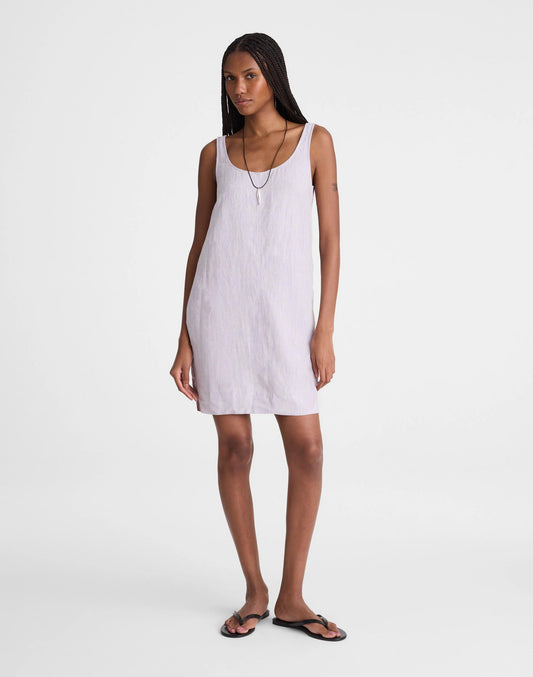 Madewell Scoopneck Mini Shift Dress in 100% Linen Lilac Chambray