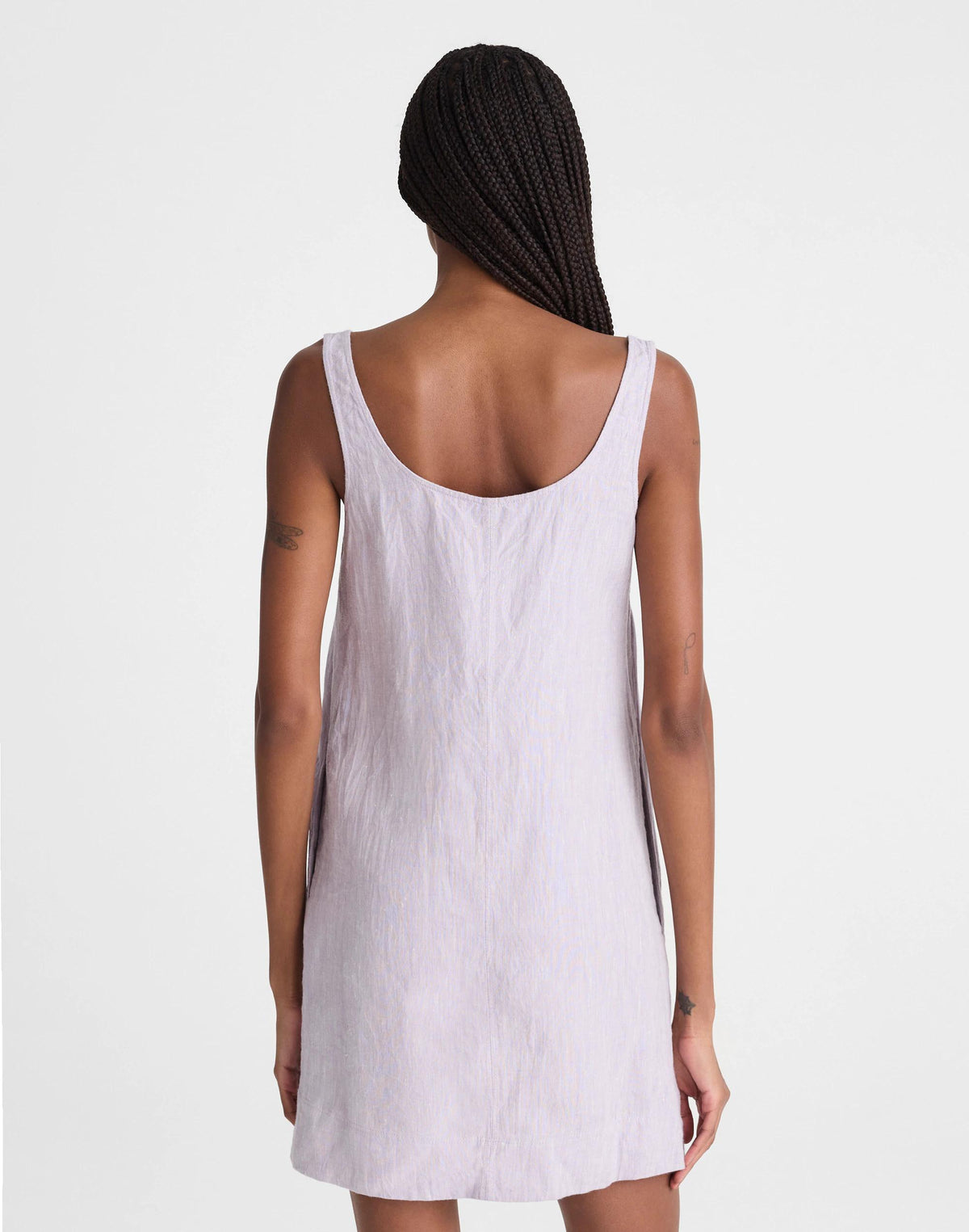 Madewell Scoopneck Mini Shift Dress in 100% Linen Lilac Chambray