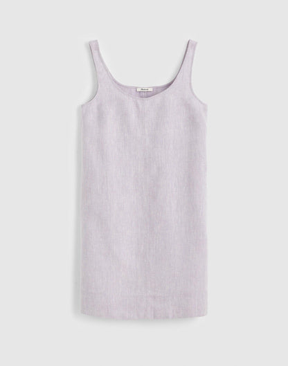 Madewell Scoopneck Mini Shift Dress in 100% Linen Lilac Chambray