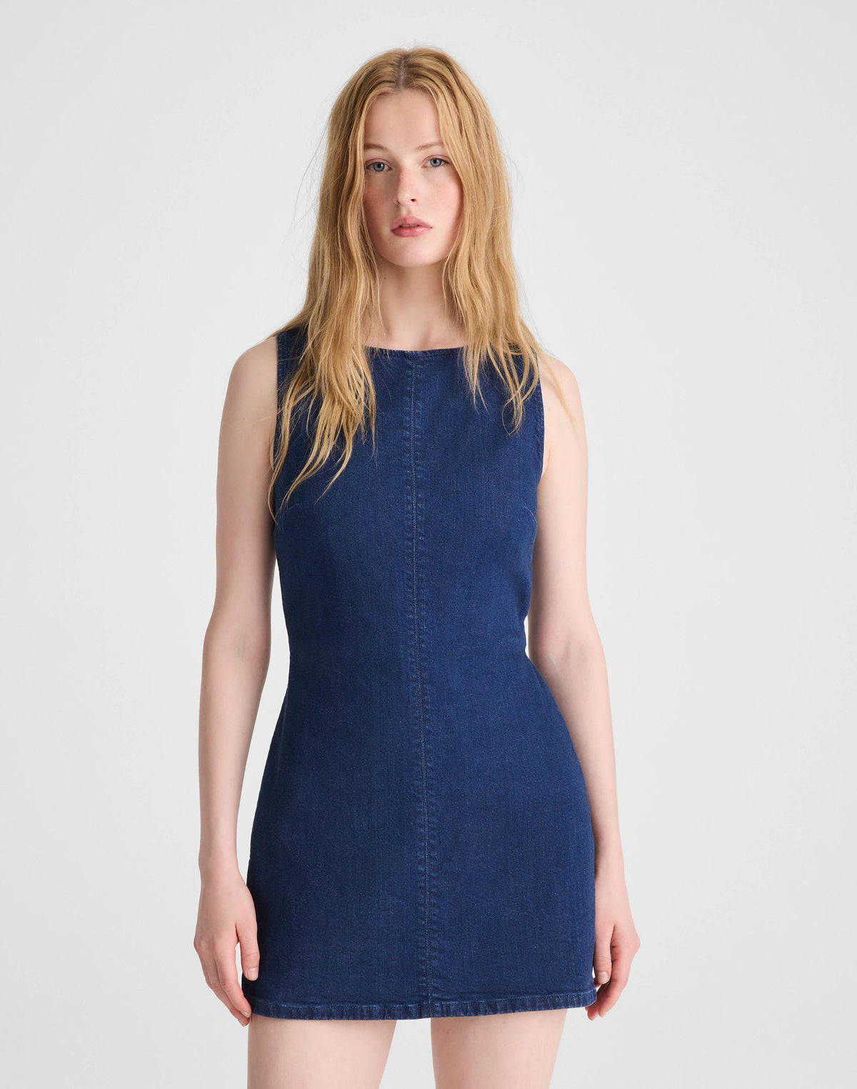 Madewell Denim Boatneck Skort Romper Nostalgic Blue