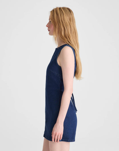 Madewell Denim Boatneck Skort Romper Nostalgic Blue
