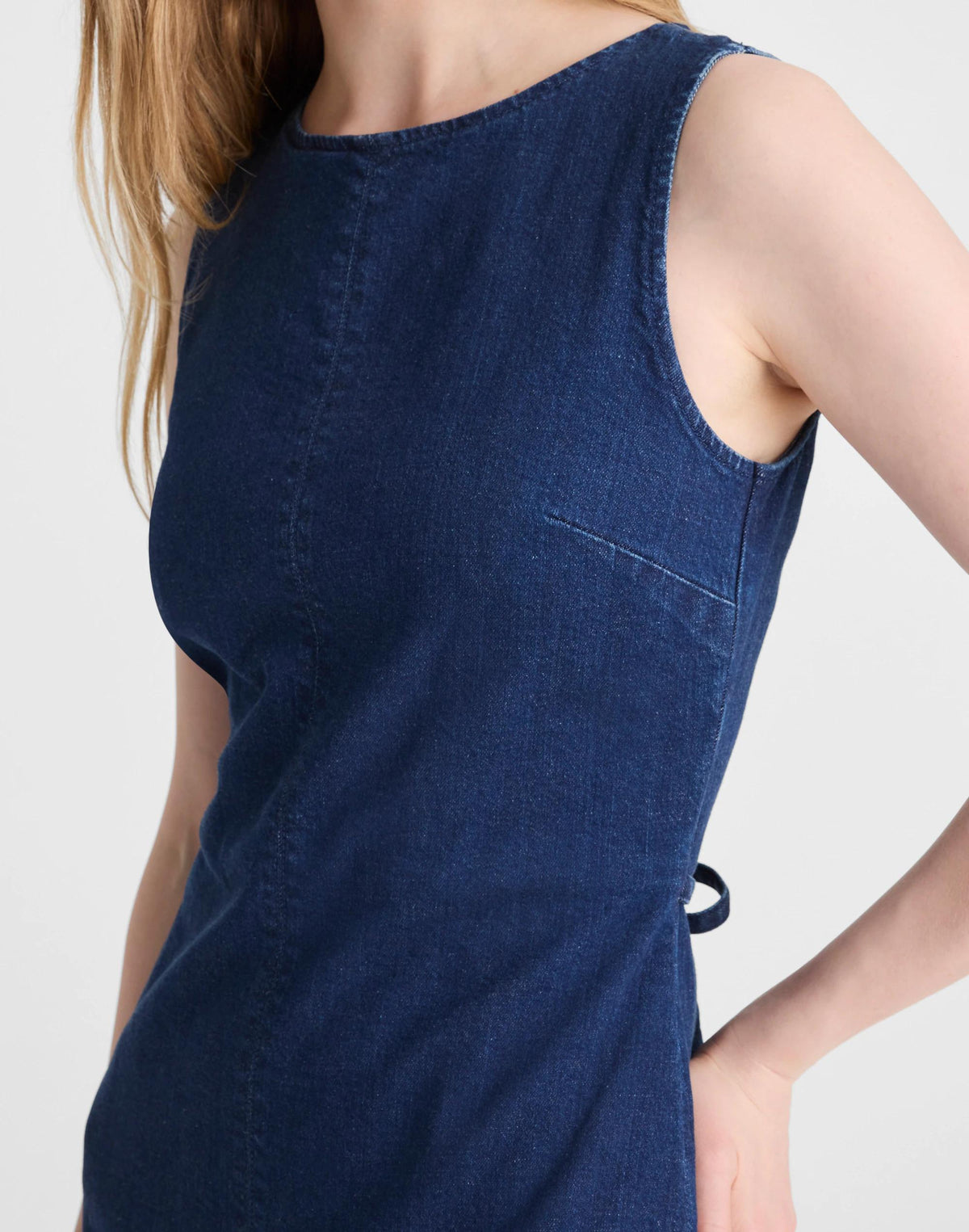 Madewell Denim Boatneck Skort Romper Nostalgic Blue