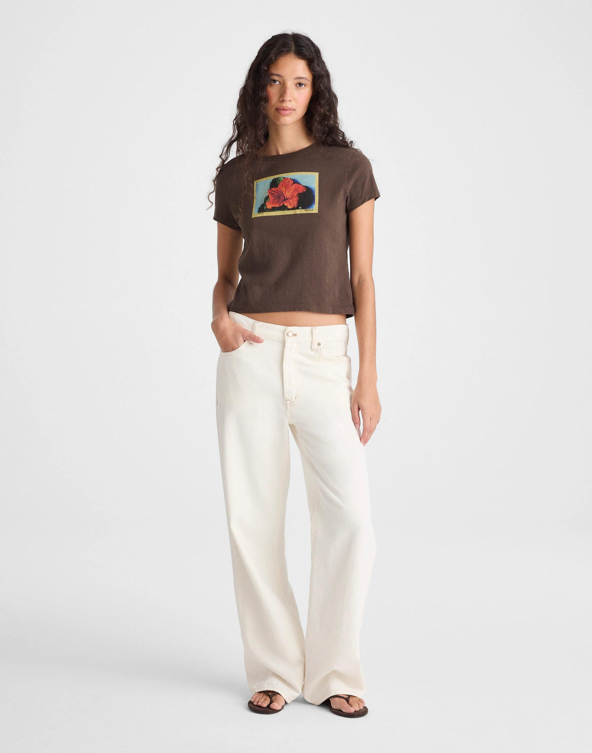 Madewell The Relaxed Baby Tee in Vintage Jersey Tropical Graphic Print